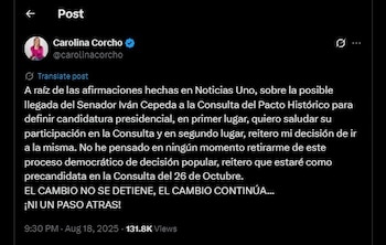 Carolina Carcho mostró su respaldo