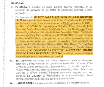 Resolución que revoca prisión suspendida
