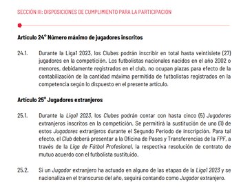 Reglamentación de la Liga 1