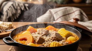 Receta de guiso de carbonada con cebada, rápida y fácil