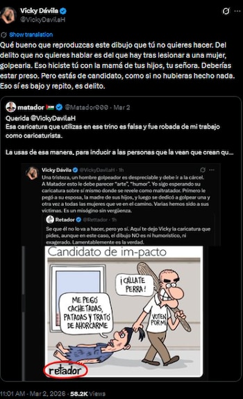 Vicky Dávila acusó a Matador