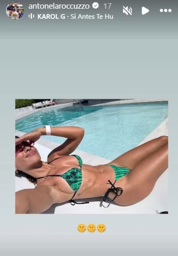 Antonella Roccuzzo bronceándose antes del