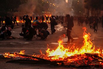 Barricadas en el centro de
