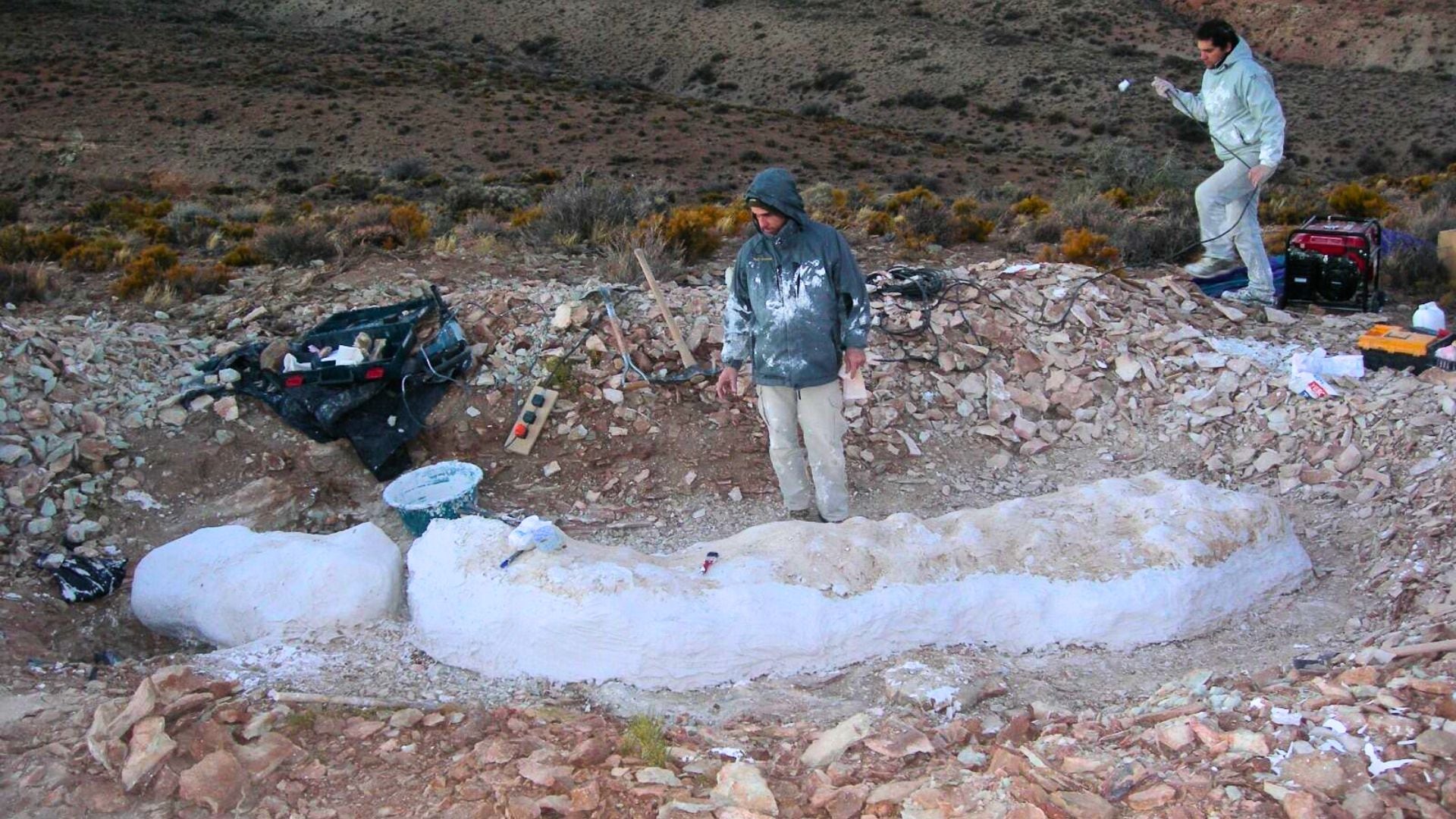 El hallazgo de un hueso gigante en el noroeste de Chubut llevó al descubrimiento de una nueva especie de dinosaurio (MEF)