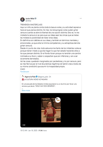 El posteo de Javier Milei