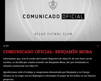 Comunicado con el que Atlas