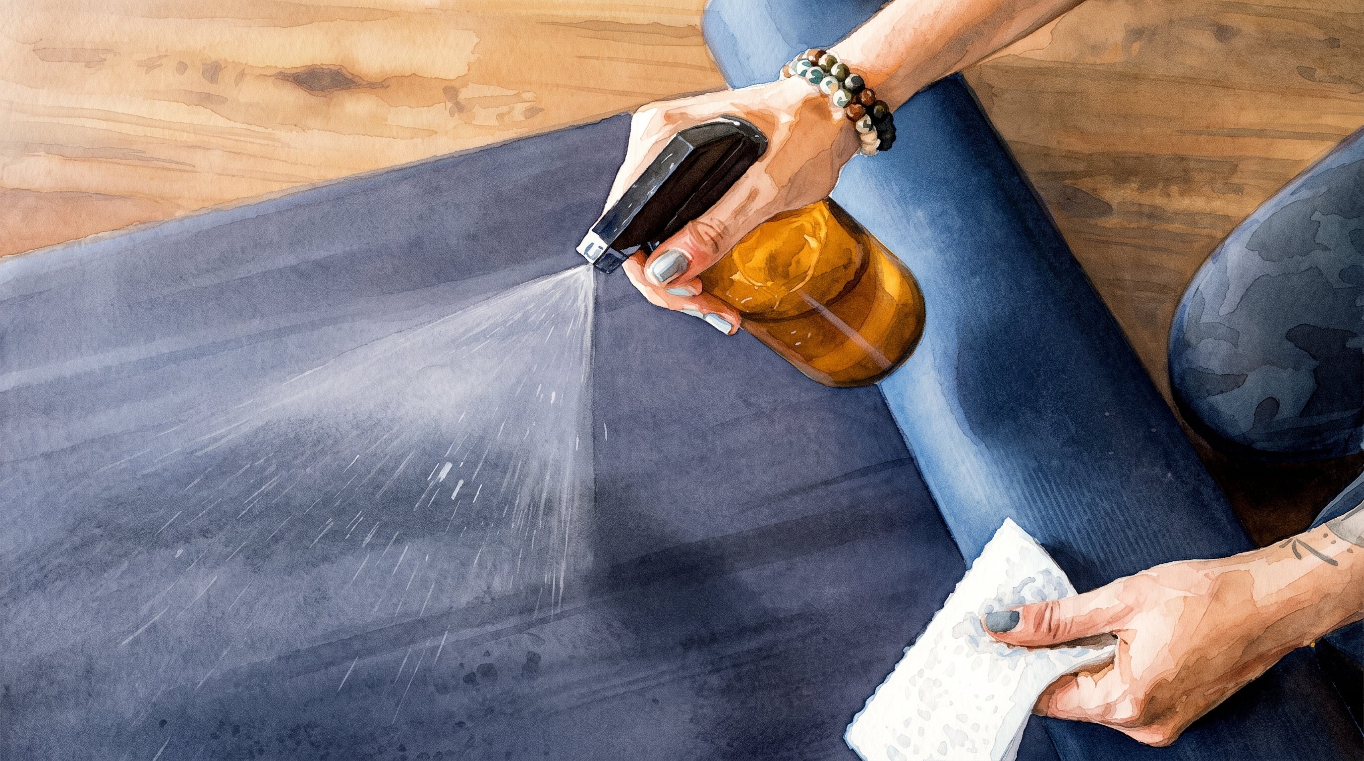 La higiene del mat de yoga reduce grasa corporal, polvo y microorganismos acumulados por el uso repetido. (Imagen Ilustrativa Infobae)