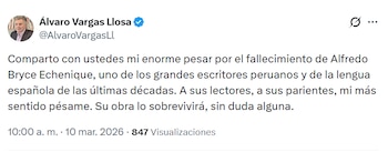 Álvaro Vargas Llosa expresa su