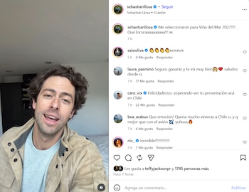 Captura de pantalla de una publicación de Instagram con un video de un hombre en primer plano y una columna de comentarios