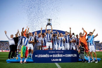 Los jugadores del Leganés celebran