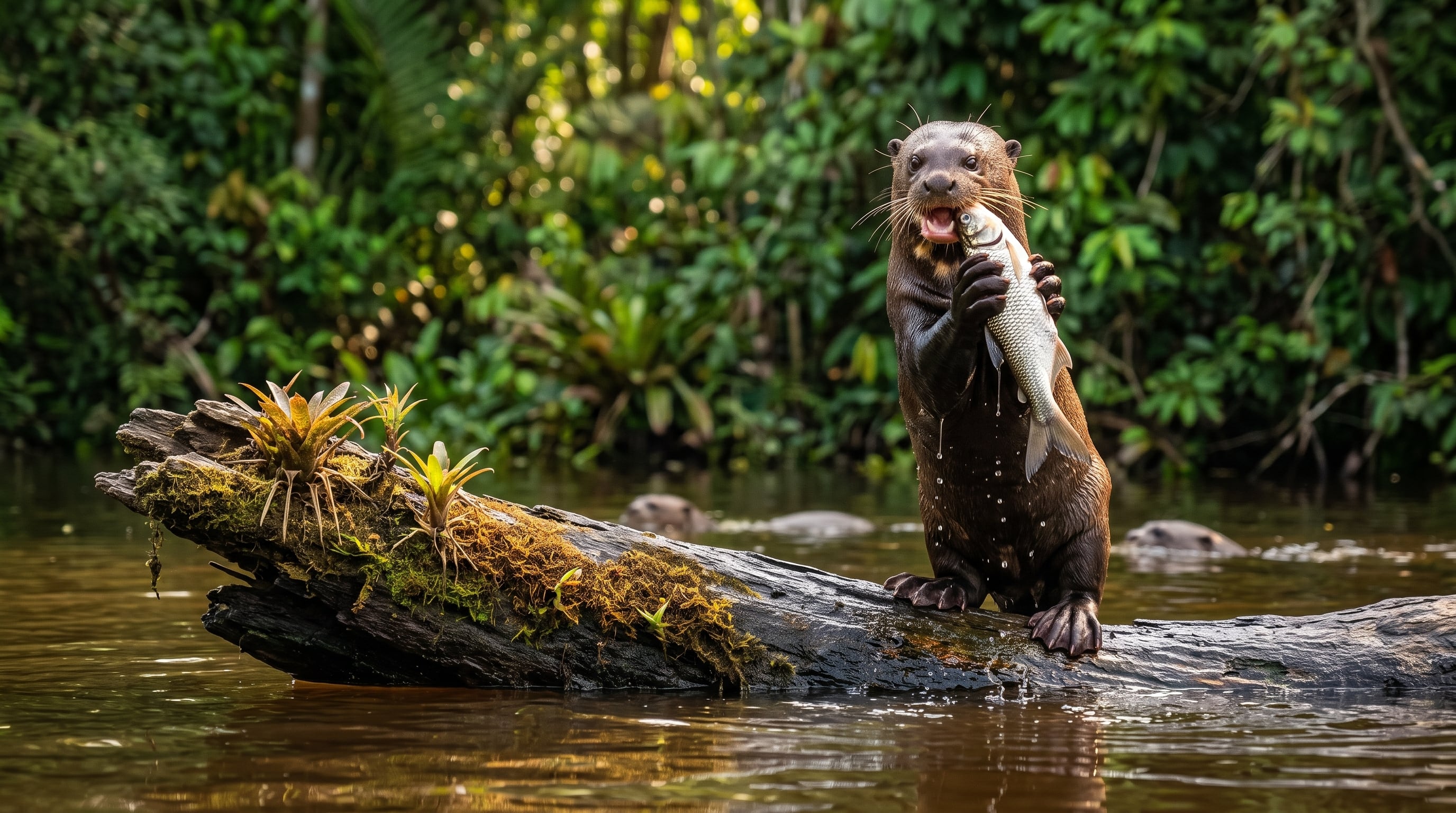 La bióloga Caroline Leuchtenberger advirtió que la población de nutria gigante podría caer otro 50% en los próximos 25 años por el cambio climático y la reducción de las lluvias (Imagen Ilustrativa Infobae)