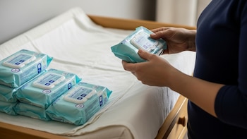 Consumidor verifica seguridad de toallitas para bebé en cambiador - VisualesIA ScribNews