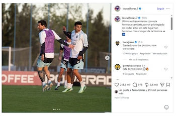 Capturas de posteos de compañeros de Selección a Messi