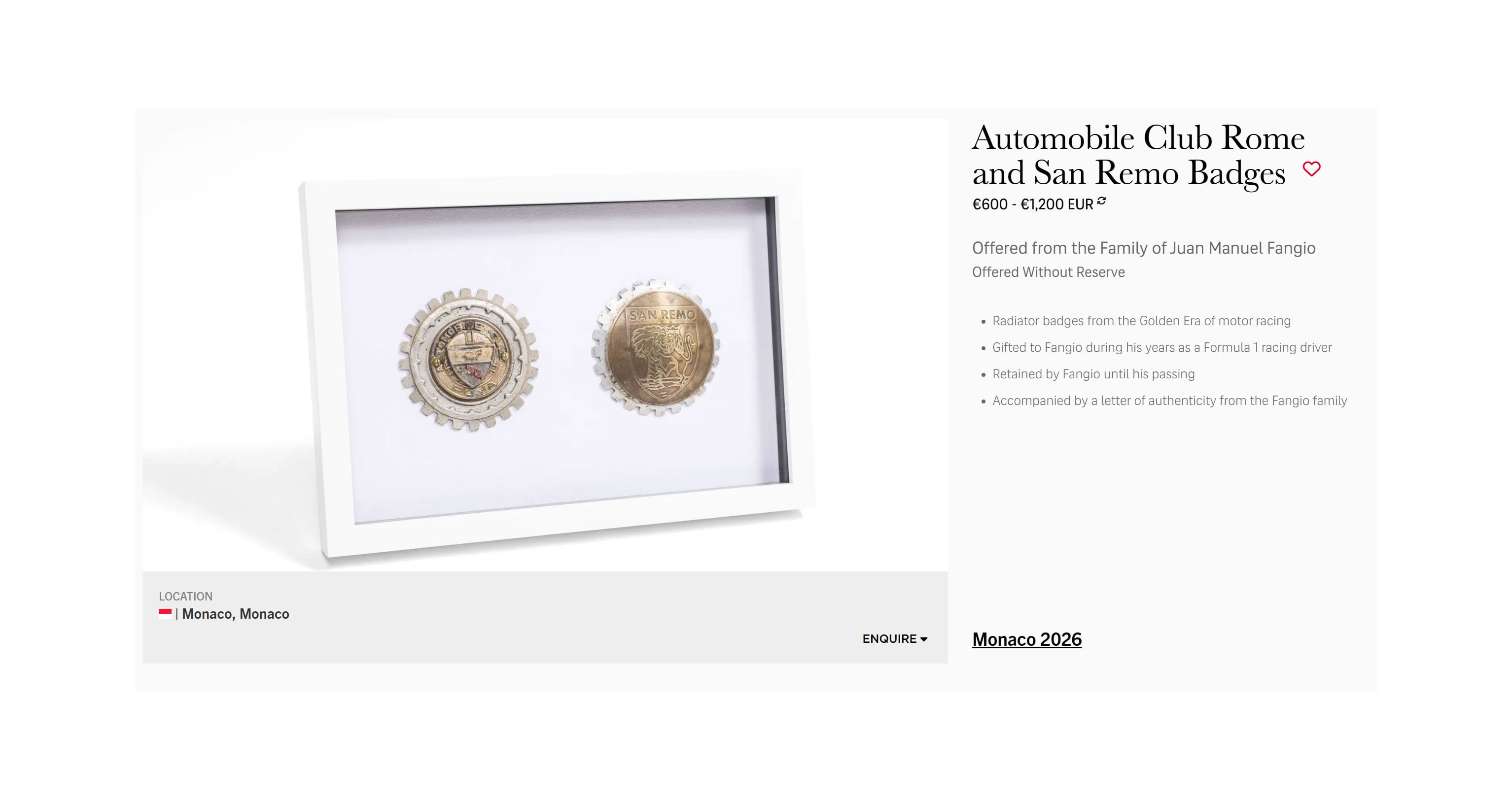 Insignias del Automóvil Club de Roma y San Remo