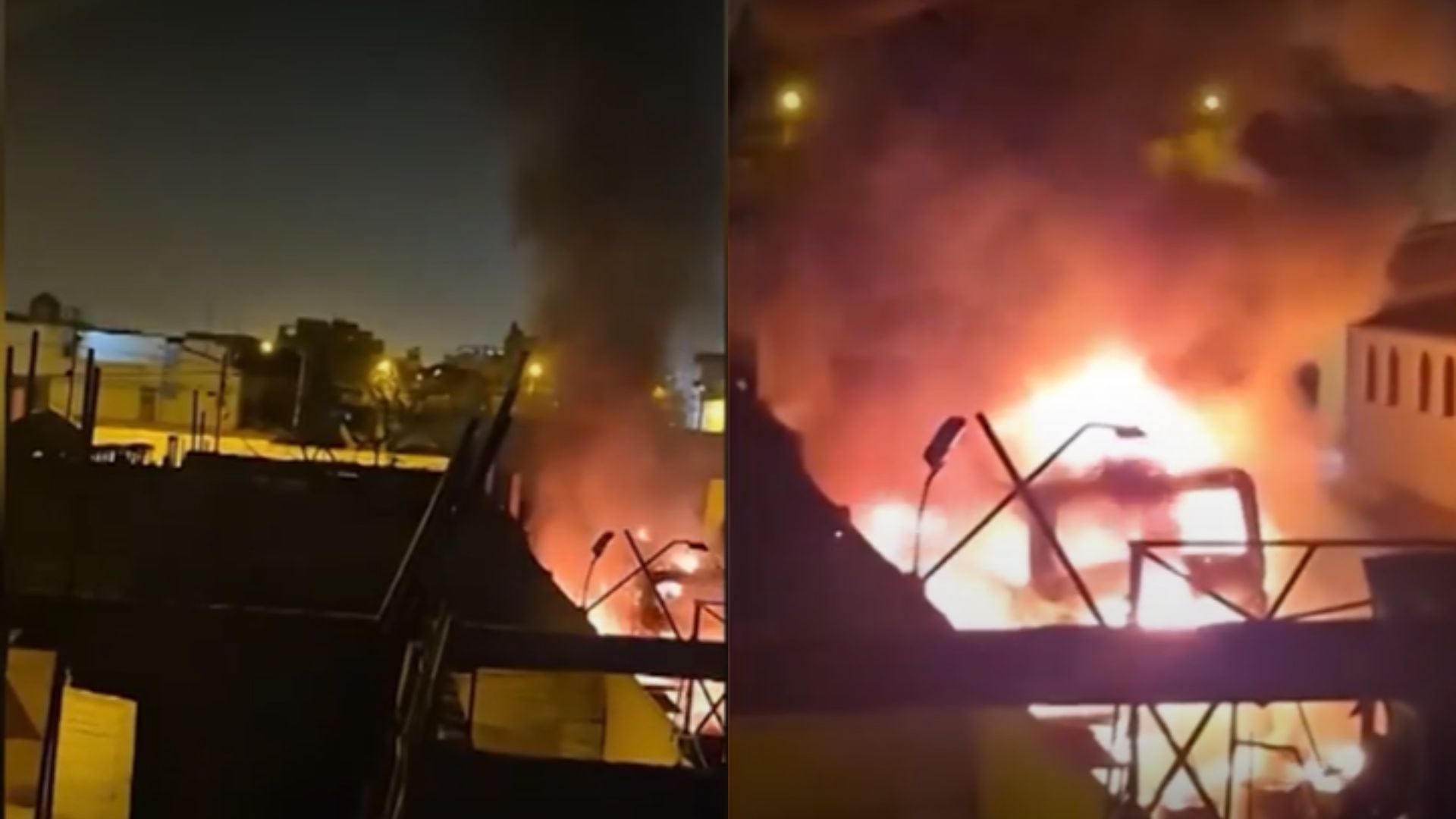 Incendian dos buses en Comas. (Captura de pantalla: América Tv)