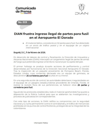 El material bélico incautado por