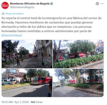 El cuerpo de bomberos aseguro el lugar para hacer limpieza de los residuos - crédito @BomberosBogota / X