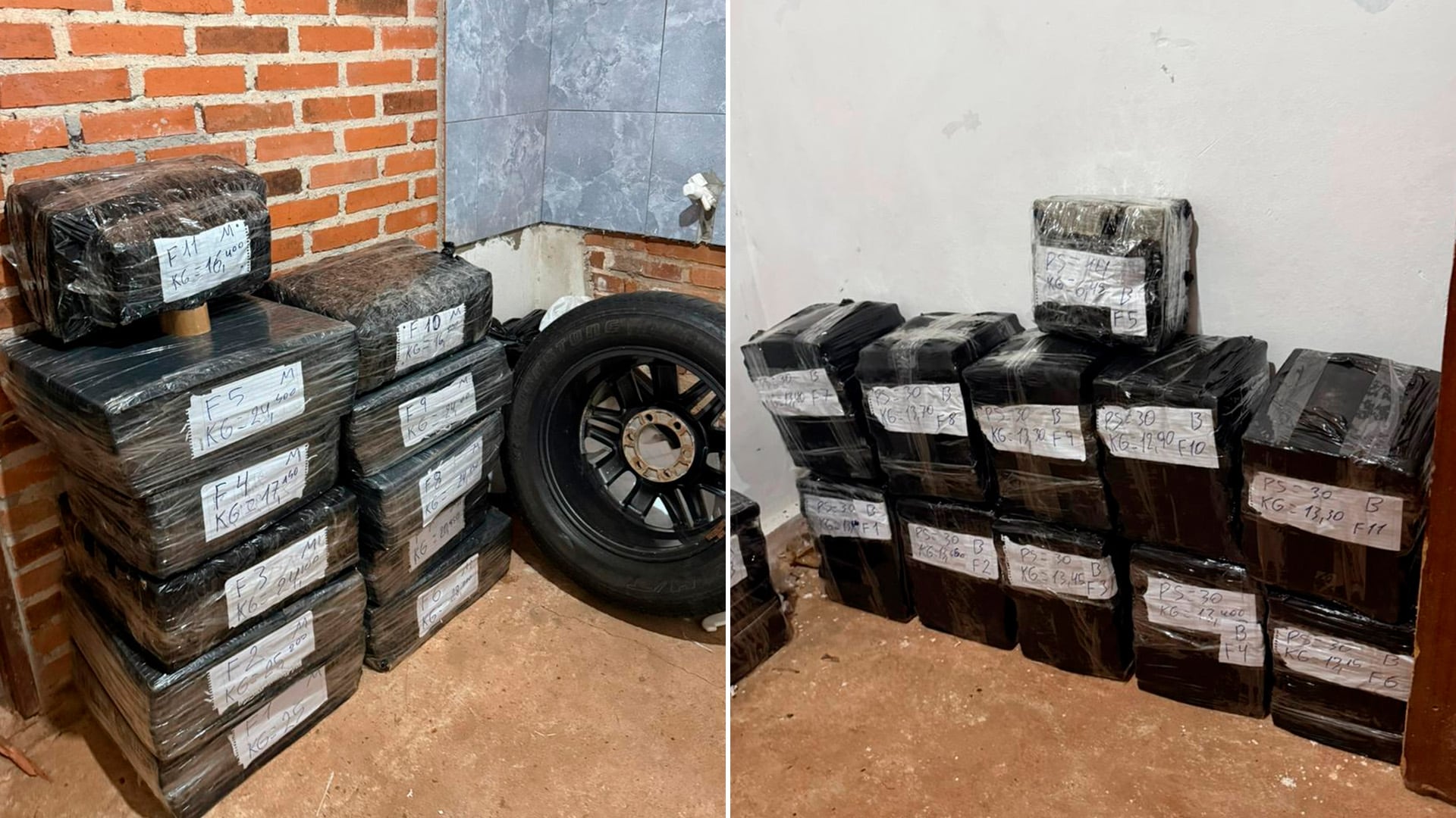 En el interior del domicilio, encontraron 27 bultos que contenían un total de 517 kilogramos de marihuana