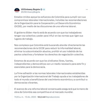 A través de su embajada