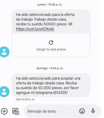 A veces los mensajes incluyen