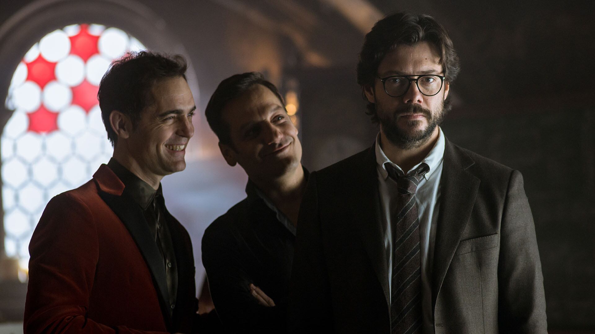 Pedro Alonso, Rodrigo de la Serna y Álvaro Morte en la tercera temporada de