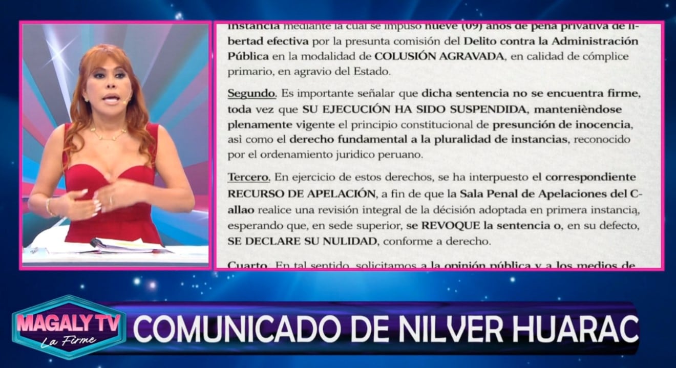 Nilver Huarac se pronuncia tras condena por corrupción: “Sigue vigente la presunción de inocencia”. Captura: Magaly TV La Firme.