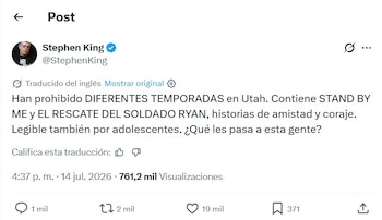Stephen King se manifestó por lo sucedido en sus redes sociales (Stephen King en X)