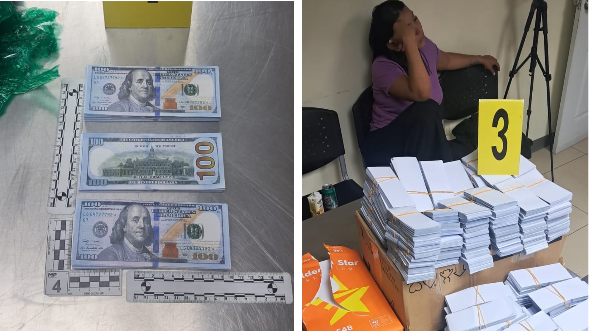 La colombiana no pudo justificar la procedencia del papel moneda - crédito @sgaia_pnc_gt/X