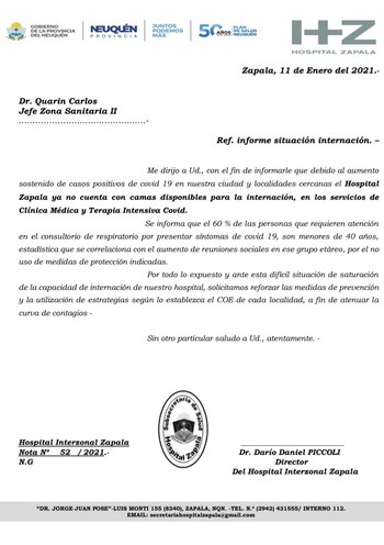 El documento firmado por el