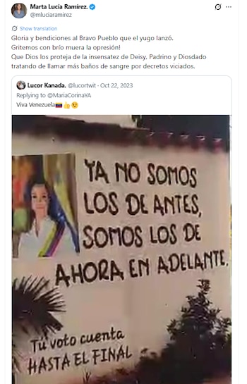 Marta Lucía Ramírez reaccionó a