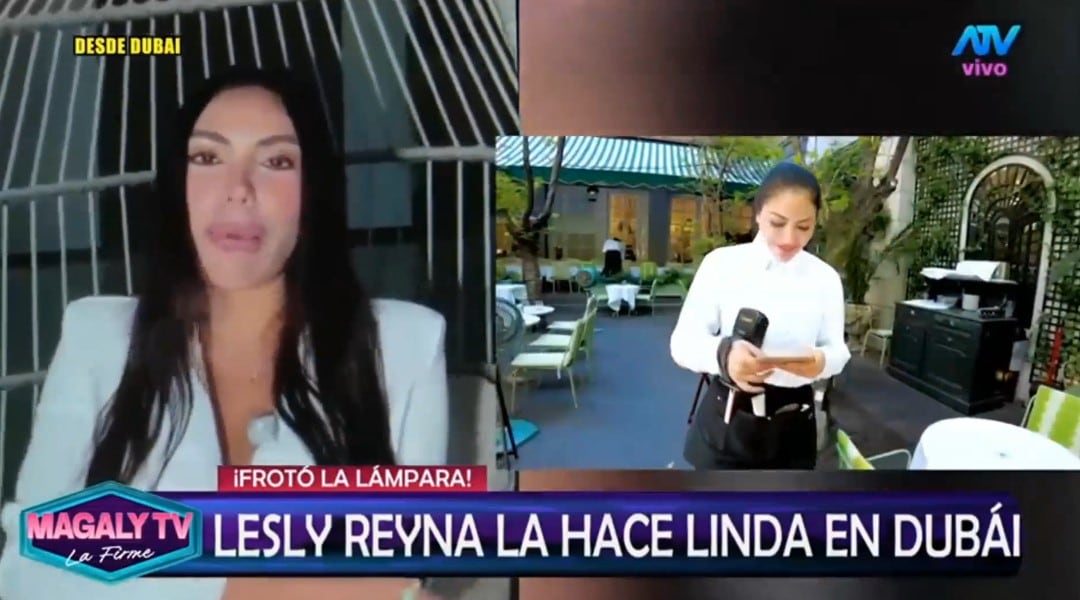 Lesly Reyna responde de qué vive en Dubái tras mostrar Lamborghinis, yates y joyas de lujo. Captura: Magaly TV La Firme.