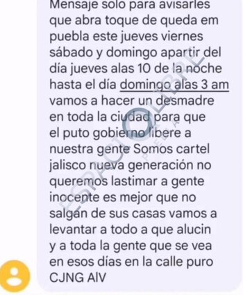 Supuestos mensajes del CJNG señalan