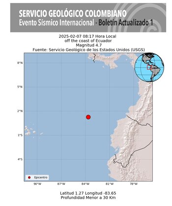 Se reportó un sismo en el Océano Pacífico - crédito Servicio Geológico Colombiano