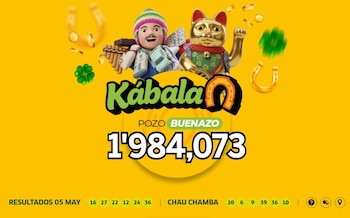 Kábala Perú: ganadores y números del martes 5 de mayo. Captura: Web La Tinka.