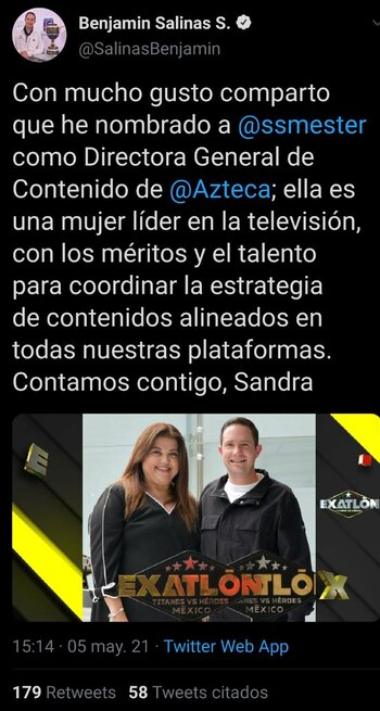 Tweet Benjamín Salinas