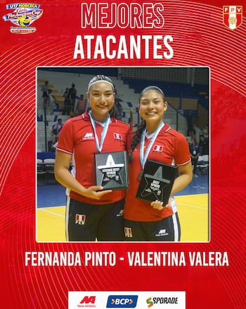 Valentina Valera y Fernanda Pinto fueron premiadas como las mejores atacantes de la Copa Panamericana Sub 17 de Vóley 2026