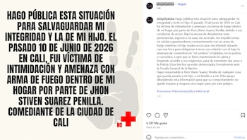 As denúncias na rede referem-se a um episódio de quase uma hora de assédio e ameaças na casa da vítima em Cali – crédito @abigailyaluka/IG