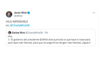 La publicación de Javier Milei