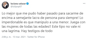 El tweet de Luciana Salazar