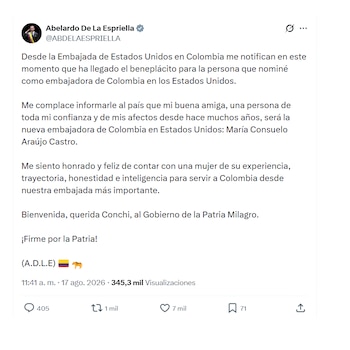 Abelardo de la Espriella confirmó a María Consuelo Araújo como nueva embajadora de Colombia en EE. UU.