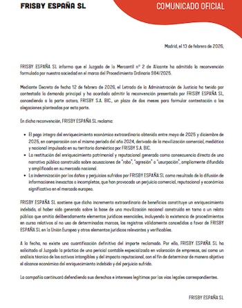 Frisby España SL reclama compensaciones