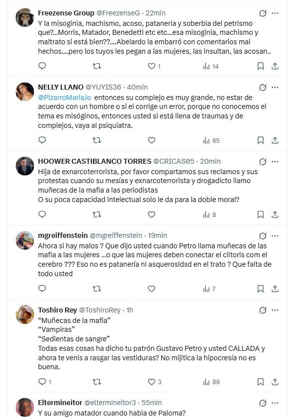 Internautas le recordaron a María José Pizarro la frase usada por el presidente Gustavo Petro en 2024, cuando se refirió a mujeres periodistas como “muñecas de la mafia” - crédito X