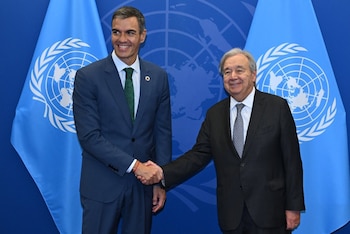 22/09/2026 El presidente del Gobierno, Pedro Sánchez, y el secretario general de Naciones Unidas, António Guterres, se reunen en Nueva York antes del 81º período de sesiones de la Asamblea General de la ONU
POLITICA
PRENSA MONCLOA