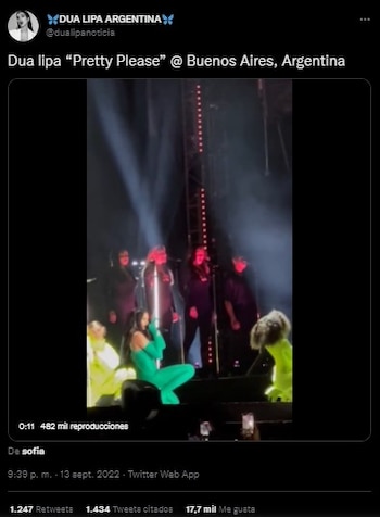 Tweet sobre Dua Lipa en