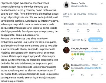 El comunicado que Thelma Fardin