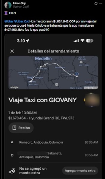 O aplicativo Uber notou um