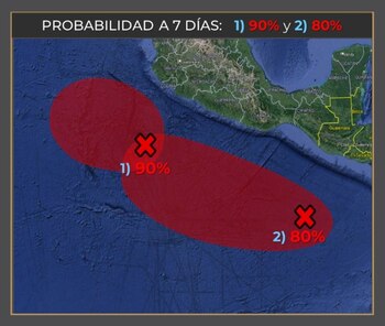 Probabilidad de desarrollo ciclónico frente a costa de México este 07 de julio. Foto: SMN