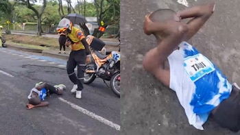 En video: atleta keniano sufrió grave lesión tras tropezar con un hueco durante la Maratón de Cali