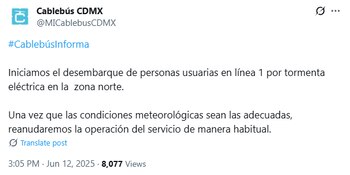 Cablebús Línea 1 suspende servicio