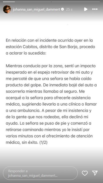 Johanna San Miguel se pronuncia